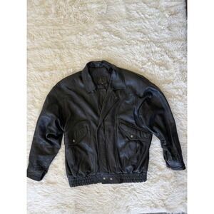 Vintage R.V.‎ Milano Italian Men's Jacket 100% Genuine Leather Bomber Large